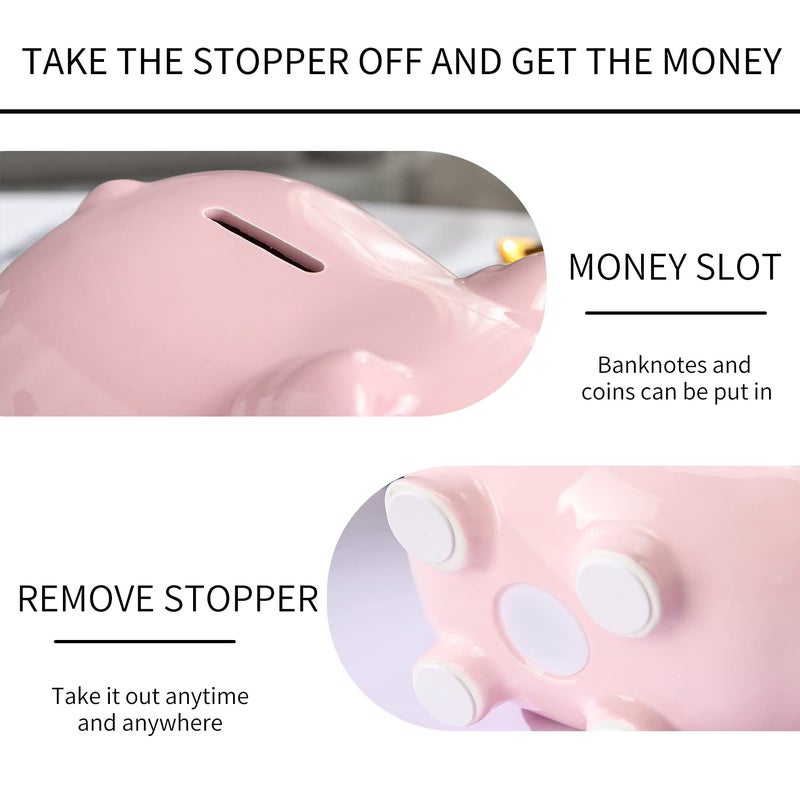 PIG WORLD Ceramics Pig Piggy Bank for Boys,Money Bank for Adults,Gilrs Alcancias De Dinero para Adultos NiÃ±os,Coin Bank,Modern Home Decor Living Room - Image 3